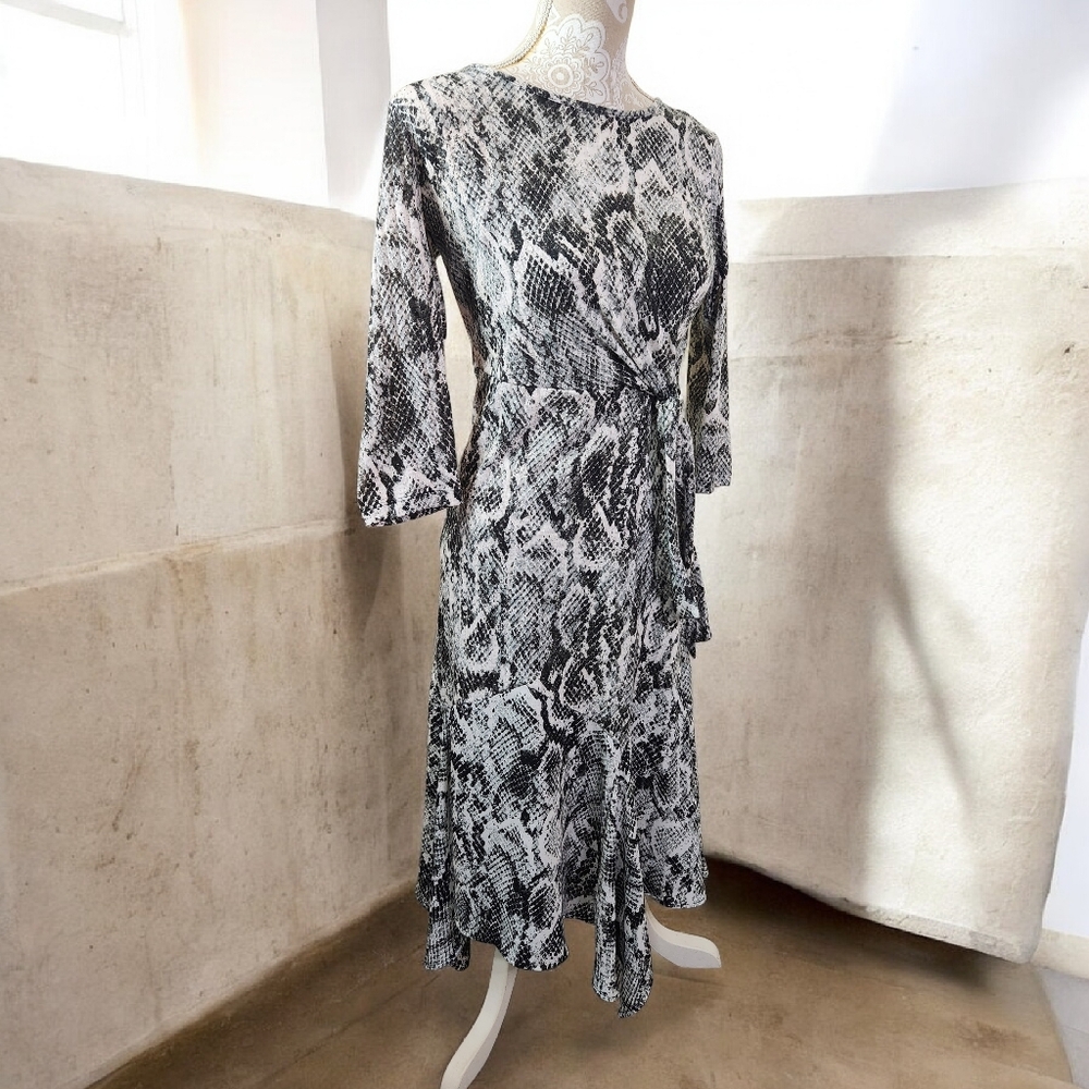 Y2K Anthro Maxi Dress Gray Snake Knit Handkerchief Long Sleeve Witchy Sz M